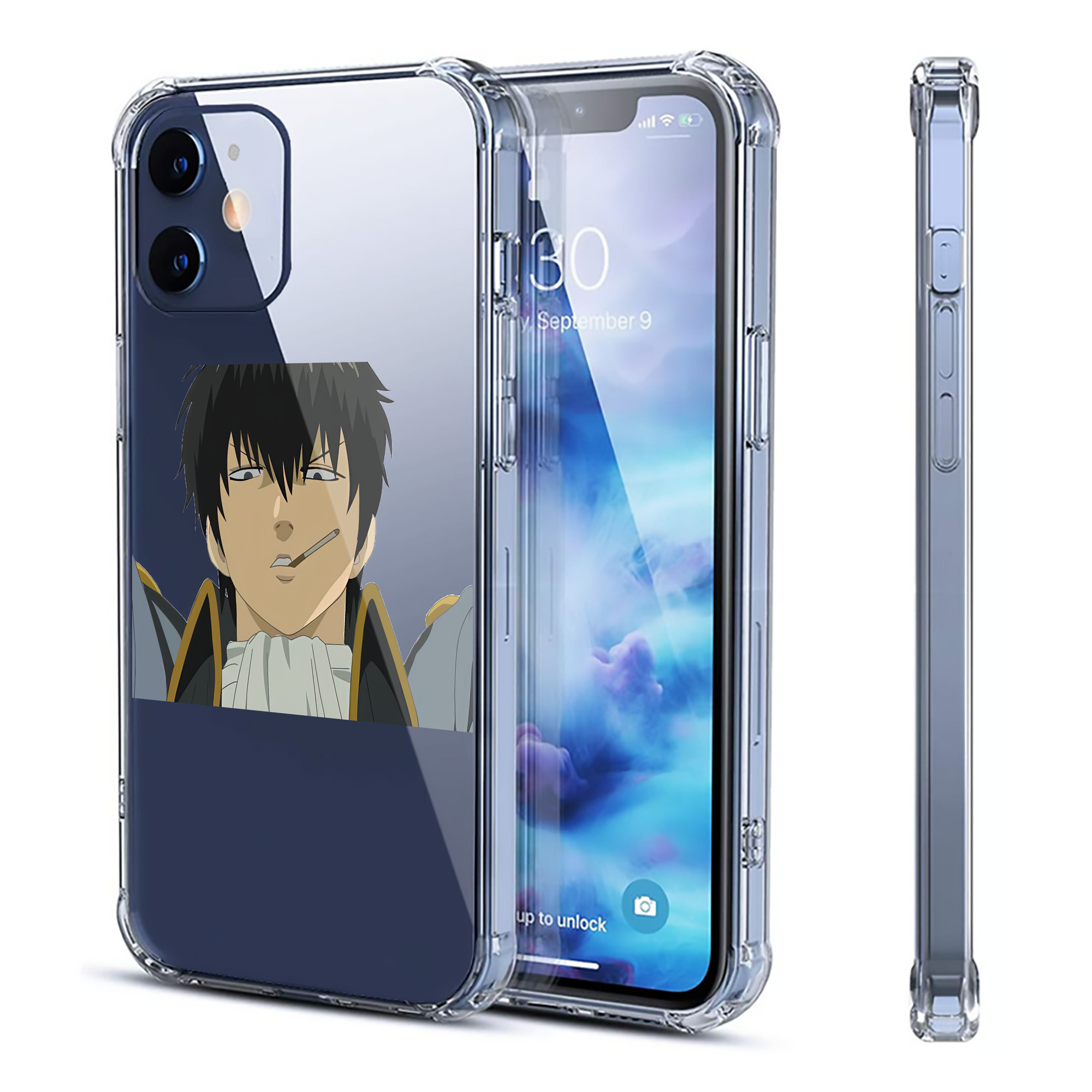 （画像用） ぎんたま 坂田銀時（さかたぎんとき） 神楽 志村新八（しむら しんぱち） GINTAMA Sakata Gintoki Kagura Shimura Shinpachi 【iPhone 12シリーズ対応】透明スマホケース（クリアソフトケース）